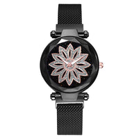 Sidiou Group Personality Romantic Starry Sky Women Magnetic Buckle Watches Fashion Ladies Rhinestone Flower Steel Mesh Belt Quartz Watch