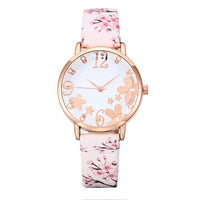 Sidiou Group Girls Luxury Watch Women New Fashion Embossed Flowers Small Fresh Printed Belt Dial Watch Female Student Quartz Watches