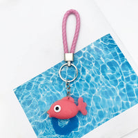 Sidiou Group New Creative Cartoon Soft Rubber Fish Keychain Goldfish Marine Life Keyring Pendant Cute bag Accessories For Women Kids