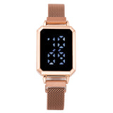 Sidiou Group New Screen Touch Design LED Digital Clock Watch Fashion Ladies Wristwatch Mesh Strap Watches Thin-light Alloy Bracelets Gift For Women