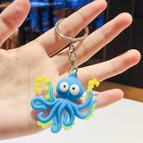 Sidiou Group Creative Silicone Cute PVC Simulation Marine Life Fish Octopus Cuttlefish Seahorse Keychain Pendant Bag Accessories For Kids Gift