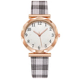 Sidiou Group Wholesale New Women Watches Simple Vintage Small Watch Leather Plaid Strap Casual Luminous Quartz Wrist Dress Watch