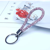 Sidiou Group Fashion Accessories Crystal PU Leather Rope Keychain Jewelry For Women Men Gift Car key Chain Bag Pendant Candy Colors Keyring