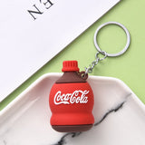 Sidiou Group New 3D PVC Soft Rubber Drink Bottle Hamburger Keychain Simulated Food Key Women Bag Accessories Gifts Pendant Creative Key Chain