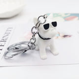 Sidiou Group Creative Cartoon Cute Bulldog Keychain Sunglasses Dog Key Chain Couple Keyring Bag Pendant Animal Shaped Ornaments