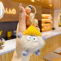 Sidiou Group Cute Cartoon Briquettes Doll Keychain Furball Plush Fluffy Key Ring For Women Men Bag Pendant Car Key Holder Toys Kids Gift