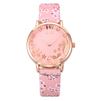 Sidiou Group Girls Luxury Watch Women New Fashion Embossed Flowers Small Fresh Printed Belt Dial Watch Female Student Quartz Watches