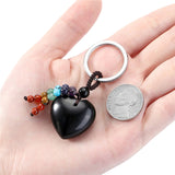 Sidiou Group Stone Heart Crystal Keyring 7 Chakra Healing Crystals Love Heart Tassel Keychain Car Bag Charms Key Ring Gift Accessories
