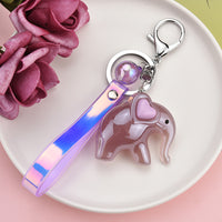 Sidiou Group Wholesale Acrylic Cute Cartoon Elephant Doll Magic Color Leather Rope Keychain Ladies Bag Pendant