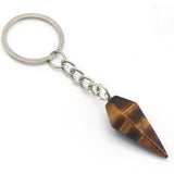 Sidiou Group Natural Crystal Hexagonal Agate Stone Conical Keychain Amethysts Keyring Pendants For Women Men Bag Accessories Pendant Gifts