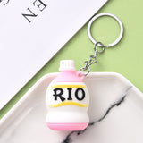 Sidiou Group New 3D PVC Soft Rubber Drink Bottle Hamburger Keychain Simulated Food Key Women Bag Accessories Gifts Pendant Creative Key Chain