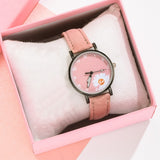 Sidiou Group Hot Sales Retro Dress Women's Watch Daisy Flowers Cute Ladies Wrist Watch Bracelet Set Casual Matte Leather Female Watches