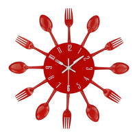 Sidiou Group Cutlery Design Kitchen Wall Clock Multicolor Metal Fork Spoon Modern Mounted Clock For Home Living Room Decoration Kitchen Clock