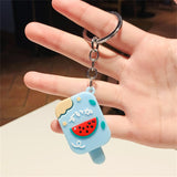 Sidiou Group New Personalized Cute Mini Cartoon Ice Cream Keychain Watermelon Strawberry Fruit Popsicle Summer PVC Bag Pendant Keyring