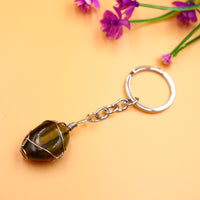 Sidiou Group Irregular Copper Wire Wrap Natural Stone Pendant Agate Quartz Crystal KeyChain Handbag Decor Backpack Keyring For Women Jewelry