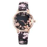 Sidiou Group Girls Luxury Watch Women New Fashion Embossed Flowers Small Fresh Printed Belt Dial Watch Female Student Quartz Watches