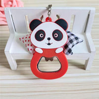 Sidiou Group Creative Cute PVC Soft Rubber Panda Key Chain Cartoon Silicone Beer Bottle Opener Keychain Wine Driver Key Ring