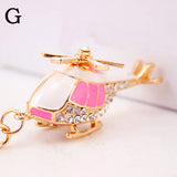 Sidiou Group Creative Aircraft Helicopter Model Metal Keychain Men Motorcycle Keyring Rhinestone Cute Cartoon Propeller Airplane Key Ring