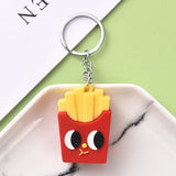 Sidiou Group New 3D PVC Soft Rubber Drink Bottle Hamburger Keychain Simulated Food Key Women Bag Accessories Gifts Pendant Creative Key Chain