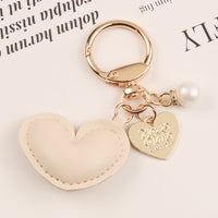 Sidiou Group New Creative Women Leather Heart Alloy Keychain PU Leather Pendant Key Chain With Pearl Charm Bag Accessories Keyring Party Gift