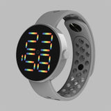 Sidiou Group New Fashion LED Digital Watch For Women Round Dial Sports Electronic Wrist Watch Waterproof Breathable Silicone Watches