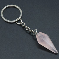 Sidiou Group Natural Crystal Hexagonal Agate Stone Conical Keychain Amethysts Keyring Pendants For Women Men Bag Accessories Pendant Gifts