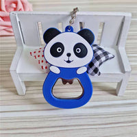 Sidiou Group Creative Cute PVC Soft Rubber Panda Key Chain Cartoon Silicone Beer Bottle Opener Keychain Wine Driver Key Ring