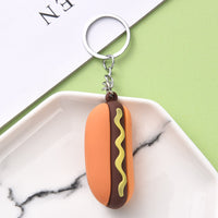 Sidiou Group New 3D PVC Soft Rubber Drink Bottle Hamburger Keychain Simulated Food Key Women Bag Accessories Gifts Pendant Creative Key Chain