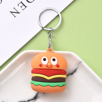 Sidiou Group New 3D PVC Soft Rubber Drink Bottle Hamburger Keychain Simulated Food Key Women Bag Accessories Gifts Pendant Creative Key Chain