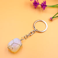 Sidiou Group Irregular Copper Wire Wrap Natural Stone Pendant Agate Quartz Crystal KeyChain Handbag Decor Backpack Keyring For Women Jewelry