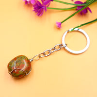 Sidiou Group Irregular Copper Wire Wrap Natural Stone Pendant Agate Quartz Crystal KeyChain Handbag Decor Backpack Keyring For Women Jewelry