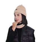 Sidiou Group Unisex Winter Fashion Knitted Women Fleece Beanie Hat Thermal Scarves Sets Warm Thick Earflap Hat And Scarf Set