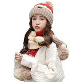 Sidiou Group Women Winter Warm Thicken Pom Pom Knitted Beanie Hat Windproof Soft Cute Earmuff 2 Piece Knit Hat and Scarf Set