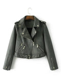 Women Suede Motorcycle Jacket