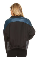 Sidiou Group Women Leather Patch Bomber Jacket