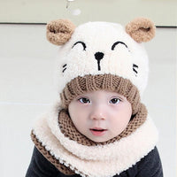 Sidiou Group  Kids Winter Hats Crochet Warm Caps Scarf Set Baby Bonnet Cute Hat for Girl Boy