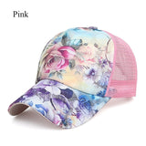 Sidiou Group Women's Fashion Baseball Cap Outdoor Sports Mesh Sun Hats Korea Style Flower Printed