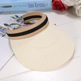 Sidiou Group Sun Patchwork Bow Cap Straw Sun Women Fashion Hat Hat Weave