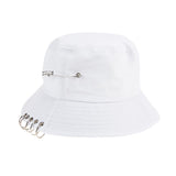 Sidiou Group Folding Outdoor Cap Cool Unisex Iron Ring Bucket Hat Autumn Solid Color Sun Hats