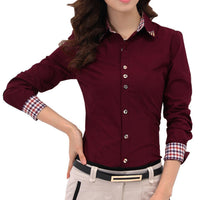 Sidiou Group New Fashion Women OL Shirt Long Sleeve Turn-down Collar Button Blouse Tops