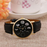 Sidiou Group Women Phase Moon Lunar Watch Bracelet Design Clock Leather Quartz Wrist Watch