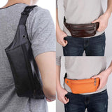 Sidiou Group Classic Men Waist Packs PU Leather Pack Sling Purse Belt Bag Zipper Handbag Waist Bag