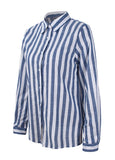Sidiou Group Women Stripe Shirt Turn-Down Collar Long Sleeve Buttons Casual Autumn Loose Tops