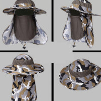 Sidiou Group Sun Hat with Face Protection Cloth Women Men Wide Brim Summer Visor Cap