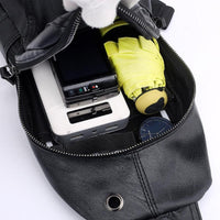 Sidiou Group Anti-theft Men Sling Messenger Bags PU leather Chest Pack Travel Shoulder Handbags