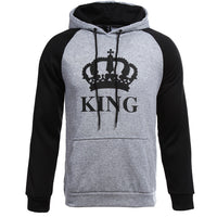 Sidiou Group Couple King Queen Hoodie Matching Sweatshirt Jumper Sweater Pullover Coat