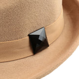 Sidiou Group New Fashion Women Wool Hat Pinched Crown Band Rhinestone Felt Hat