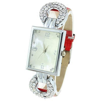 Sidiou Group women Casual Quartz  Wrist Watch Analog Rhinestone Leather  Square Synthetic Watch