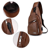 Sidiou Group USB Charging Chest Bags Teen Chest Pack  PU Leather Sling Shoulder Crossbody Handbag