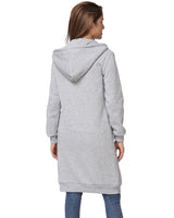 Sidiou Group  Women Hoodie Long Hooded Sweatshirts Coat Casual Pockets Zipper Solid Outerwear